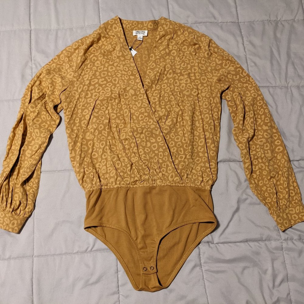 Pleated-Front Animal Print Bodysuit